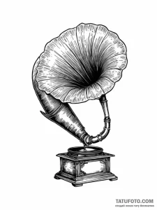 A beautiful, ornate antique gramophone, tatto... - эскиз тату (№1752008506_0, 08.07.2025 21:01) — Tatufoto.com