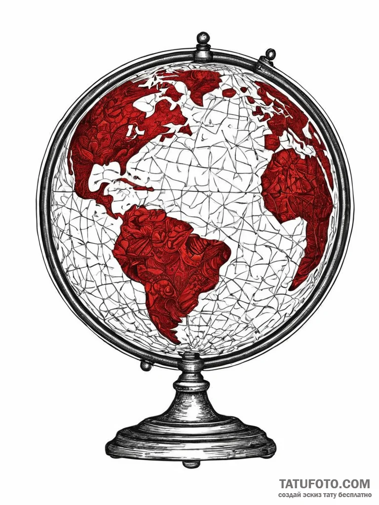 A beautiful, ornate antique globe, with a foc... - эскиз тату (№1752008679_0, 08.07.2025 21:04) — Tatufoto.com