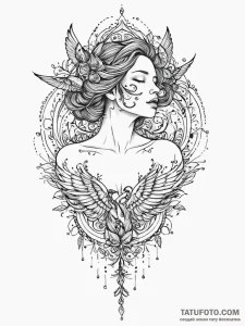 A full figure of a woman, her body dissolving... - эскиз тату (№1752009278_0, 08.07.2025 21:14) — Tatufoto.com
