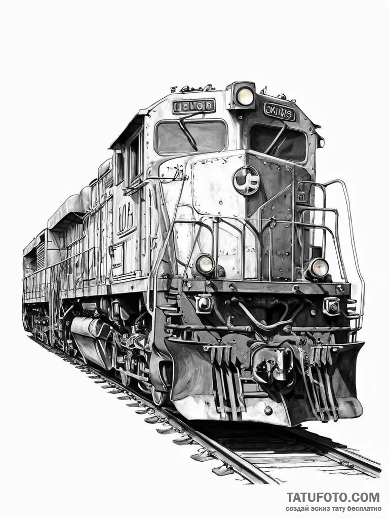 A powerful locomotive, a symbol of industrial... - эскиз тату (№1752009705_0, 08.07.2025 21:21) — Tatufoto.com