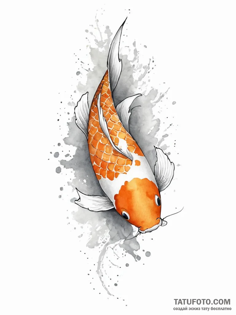 A single, perfect koi fish, its scales are a... - эскиз тату (№1752009964_0, 08.07.2025 21:26) — Tatufoto.com