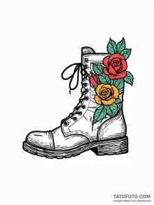 A single, dirty work boot, ink illustration f... - эскиз тату (№1752010220_0, 08.07.2025 21:30) — Tatufoto.com