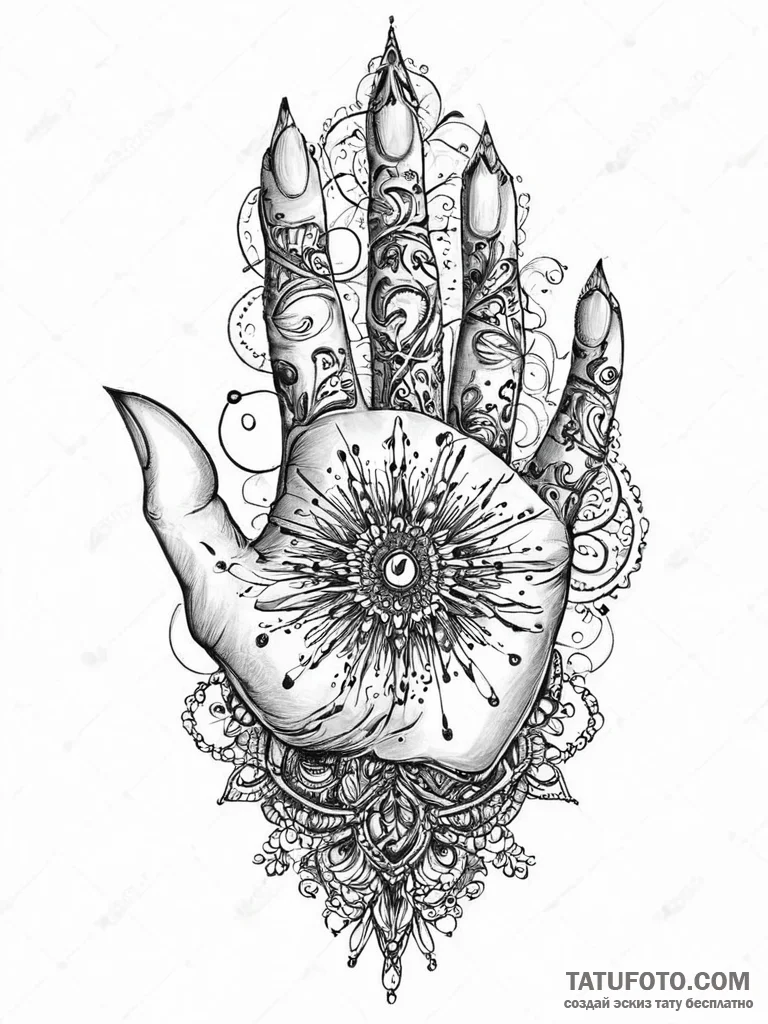 A human hand, manipulating smaller figures li... - эскиз тату (№1752010392_0, 08.07.2025 21:33) — Tatufoto.com