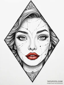 A pair of luscious, red lips, with a tiny, pe... - эскиз тату (№1752010650_0, 08.07.2025 21:37) — Tatufoto.com