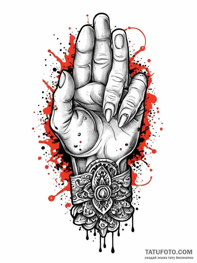A beautiful, ornate gauntlet, clenched into a... - эскиз тату (№1752010736_0, 08.07.2025 21:38) — Tatufoto.com