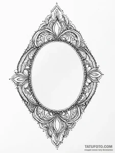 A beautiful, ornate hand mirror, reflecting a... - эскиз тату (№1752010906_0, 08.07.2025 21:41) — Tatufoto.com