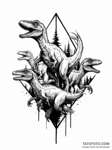 A pack of velociraptors, hunting as a team - эскиз тату (№1752011078_0, 08.07.2025 21:44) — Tatufoto.com