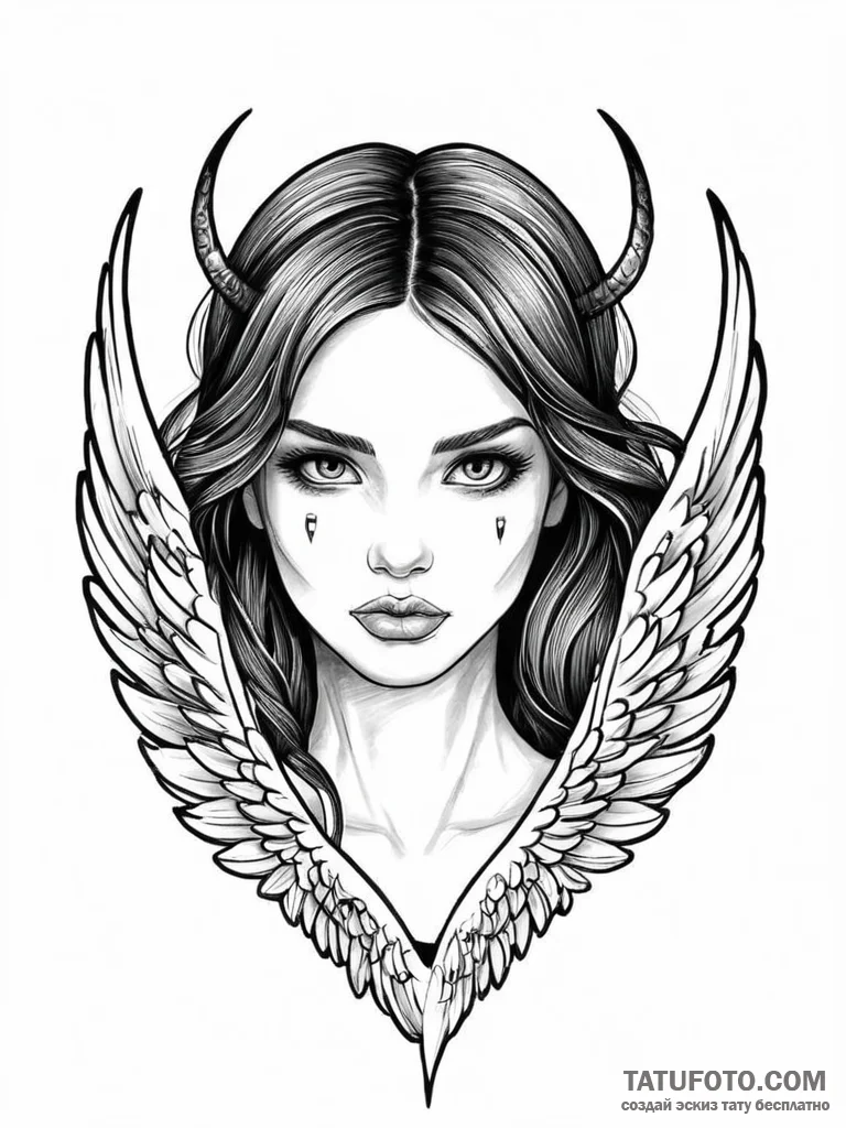 A quote "a little bit of devil in her angel e... - эскиз тату (№1752011247_0, 08.07.2025 21:47) — Tatufoto.com