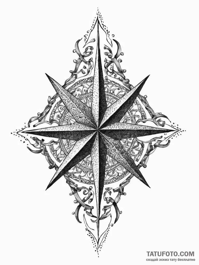 A single, black star, but it is shaped like a... - эскиз тату (№1752011332_0, 08.07.2025 21:48) — Tatufoto.com
