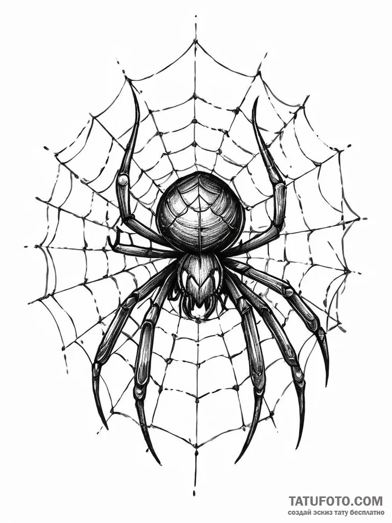 A spider, but its web is a complex stock mark... - эскиз тату (№1752011504_0, 08.07.2025 21:51) — Tatufoto.com
