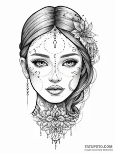 A beautiful, realistic woman's face, with a s... - эскиз тату (№1752011590_0, 08.07.2025 21:53) — Tatufoto.com