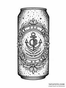 A can of cheap beer, drawn in a simple, illus... - эскиз тату (№1752011676_0, 08.07.2025 21:54) — Tatufoto.com