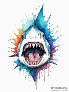 The jaws of a great white shark, open wide, t... - эскиз тату (№1752012019_0, 08.07.2025 22:00) — Tatufoto.com