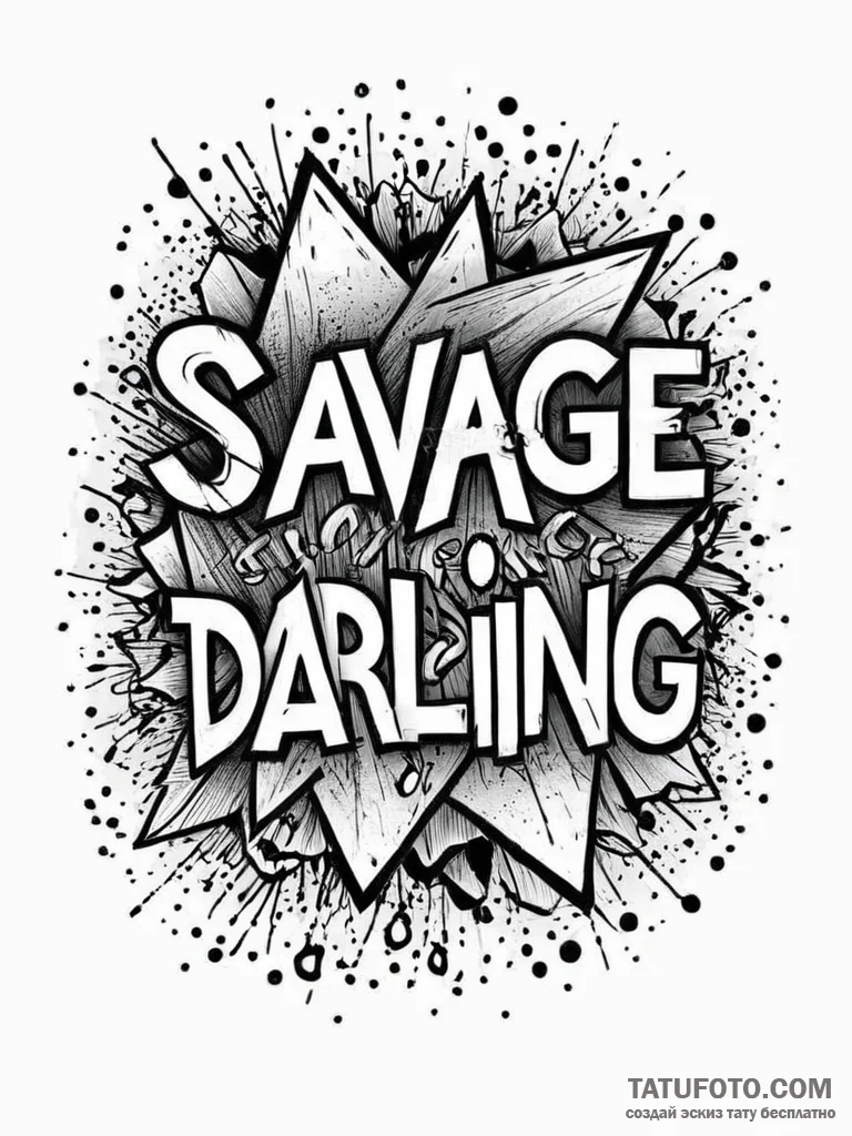 A phrase "savage, darling" in a confident, bo... - эскиз тату (№1752012190_0, 08.07.2025 22:03) — Tatufoto.com