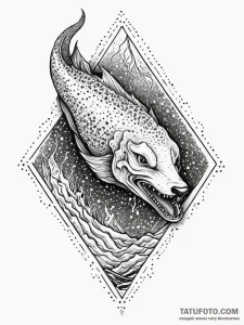 A powerful wolf eel, a menacing deep-sea crea... - эскиз тату (№1752012360_0, 08.07.2025 22:06) — Tatufoto.com