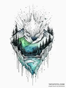 A beautiful, abstract aurora borealis, a curt... - эскиз тату (№1752012784_0, 08.07.2025 22:13) — Tatufoto.com