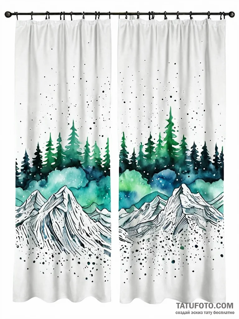 A beautiful, abstract aurora borealis, a curt... - эскиз тату (№1752013212_0, 08.07.2025 22:20) — Tatufoto.com