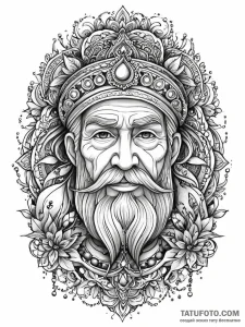 A beautiful, wise old storyteller, surrounded... - эскиз тату (№1752013298_0, 08.07.2025 22:21) — Tatufoto.com