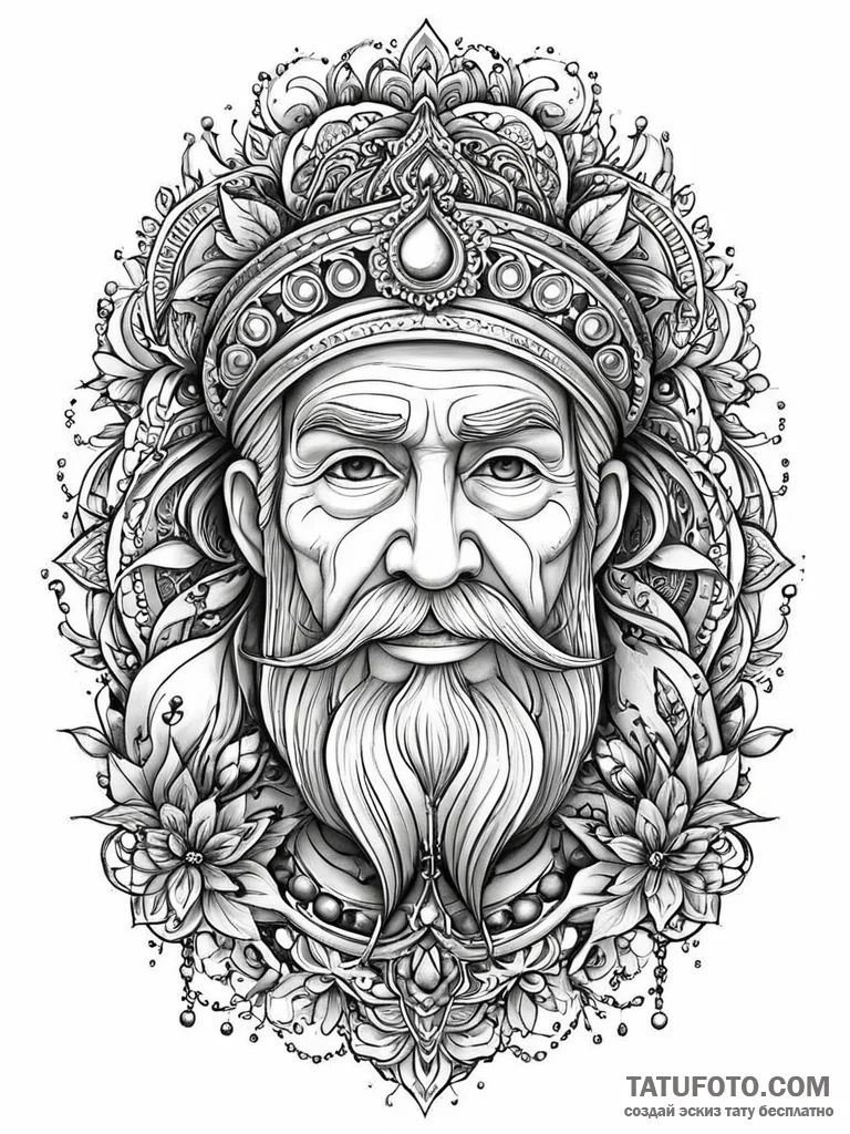A beautiful, wise old storyteller, surrounded... - эскиз тату (№1752013298_0, 08.07.2025 22:21) — Tatufoto.com
