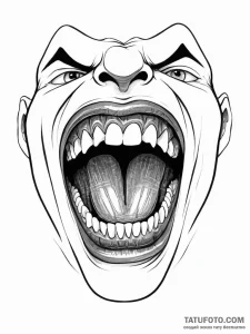 A human mouth, snarling and baring its teeth - эскиз тату (№1752013891_0, 08.07.2025 22:31) — Tatufoto.com