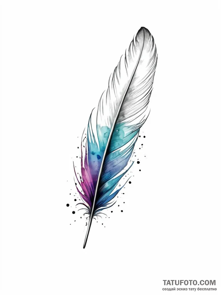 A single, delicate feather, dissolving into a... - эскиз тату (№1752014227_0, 08.07.2025 22:37) — Tatufoto.com