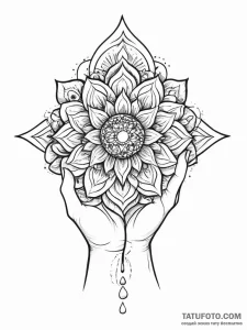 A single, cupped hand, holding water, with a... - эскиз тату (№1752015592_0, 08.07.2025 22:59) — Tatufoto.com