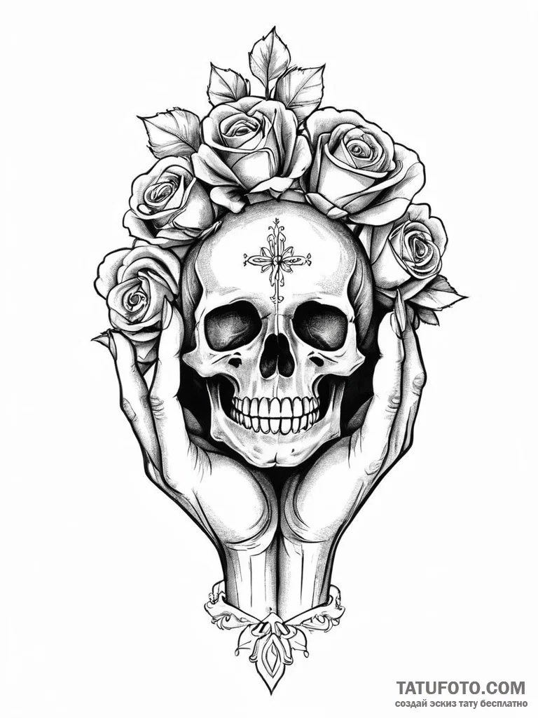 A single, black hand, with its fingers crosse... - эскиз тату (№1752015764_0, 08.07.2025 23:02) — Tatufoto.com