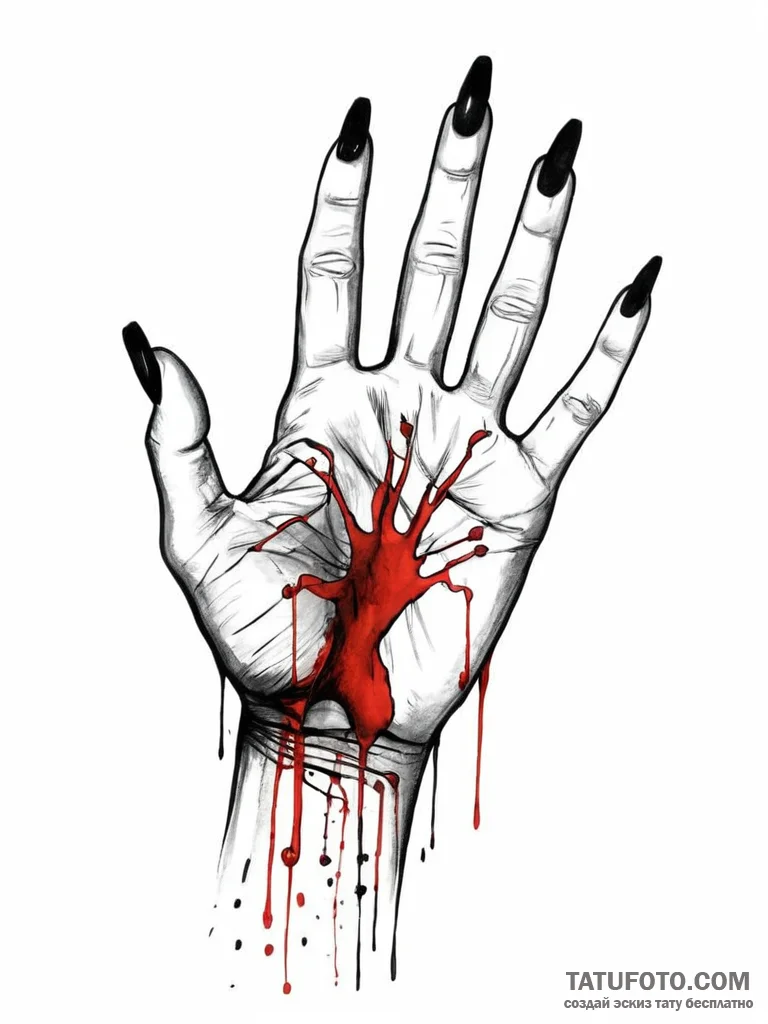 A human hand, with long, sharp fingernails, p... - эскиз тату (№1752015850_0, 08.07.2025 23:04) — Tatufoto.com