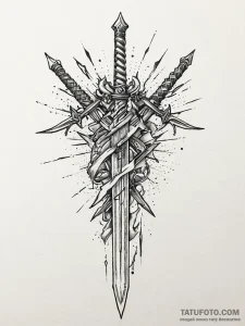 A pair of crossed swords, their blades are ja... - эскиз тату (№1752016108_0, 08.07.2025 23:08) — Tatufoto.com