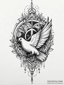 A single, powerful word "peace", with a dove... - эскиз тату (№1752016450_0, 08.07.2025 23:14) — Tatufoto.com