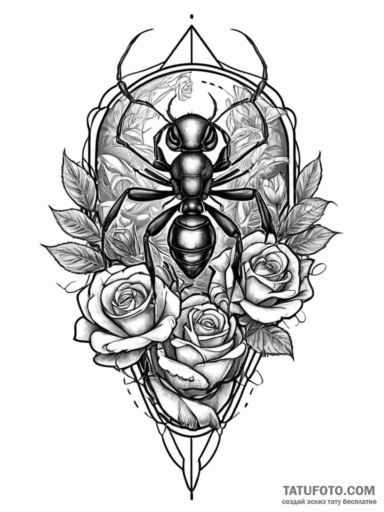A beautiful, but strong carpenter ant, buildi... - эскиз тату (№1752016706_0, 08.07.2025 23:18) — Tatufoto.com