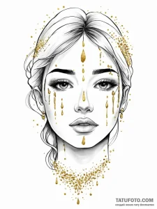 A woman whose tears are gold leaf flakes - эскиз тату (№1752016878_0, 08.07.2025 23:21) — Tatufoto.com