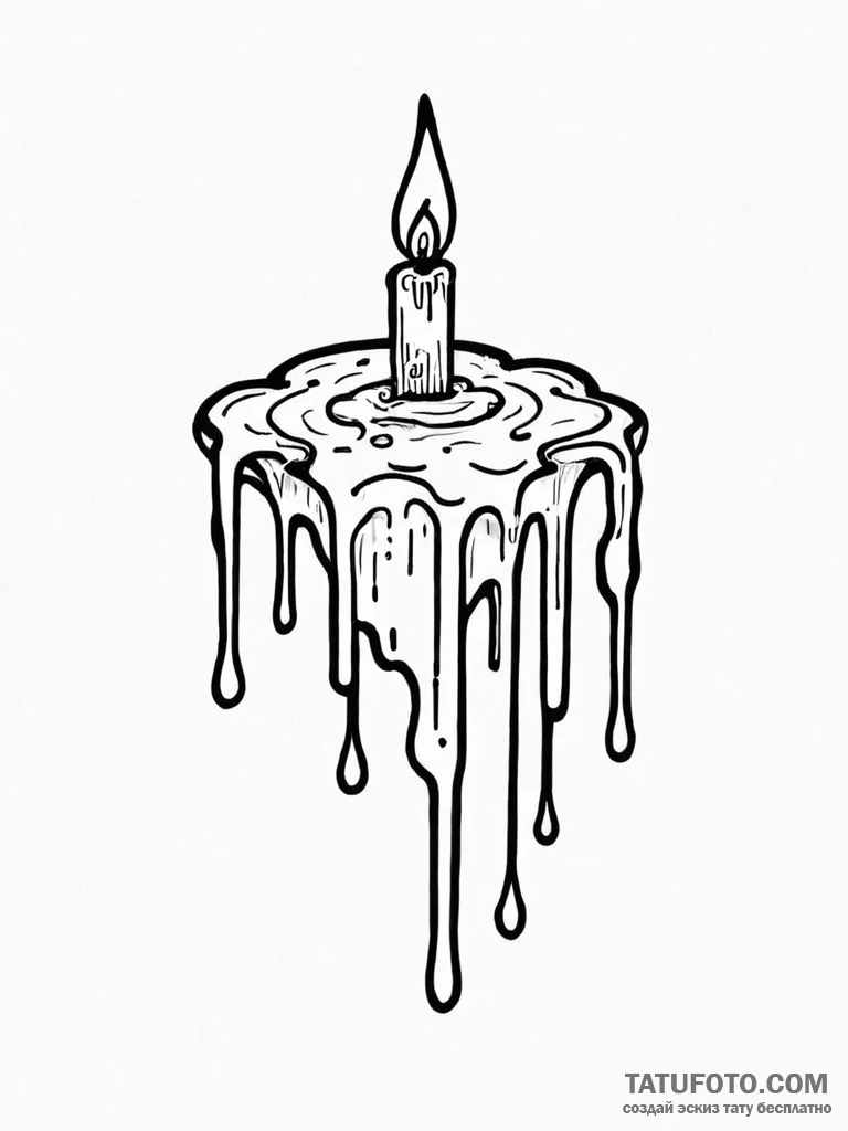 A realistic, melting candle, dripping wax dow... - эскиз тату (№1752017305_0, 08.07.2025 23:28) — Tatufoto.com