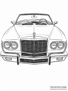 A minimalist drawing of a classic luxury car'... - эскиз тату (№1752017645_0, 08.07.2025 23:34) — Tatufoto.com