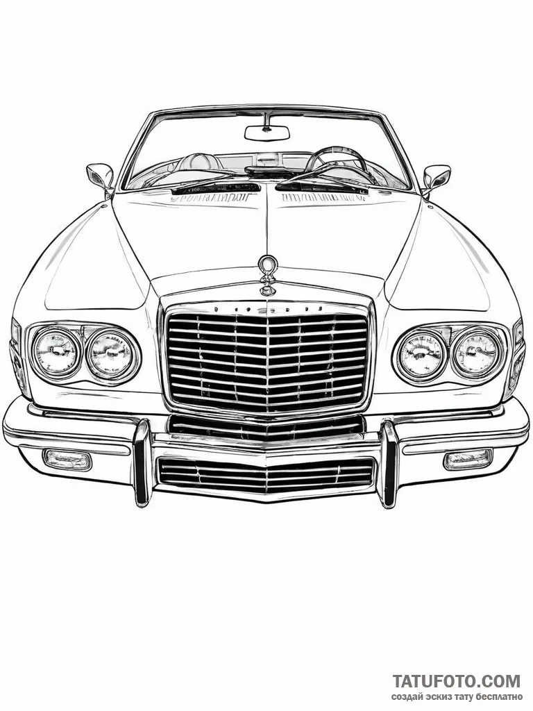 A minimalist drawing of a classic luxury car'... - эскиз тату (№1752017645_0, 08.07.2025 23:34) — Tatufoto.com