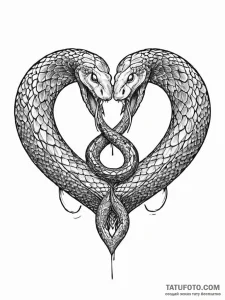 A snake, its body forming a heart shape, but... - эскиз тату (№1752018071_0, 08.07.2025 23:41) — Tatufoto.com