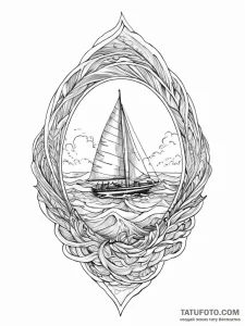 A boat, sailing on a sea of abstract watercol... - эскиз тату (№1752018328_0, 08.07.2025 23:45) — Tatufoto.com