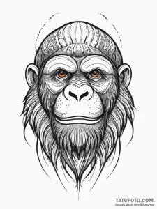A powerful orangutan, displaying its strength... - эскиз тату (№1752018412_0, 08.07.2025 23:46) — Tatufoto.com