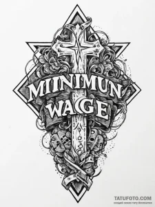 The phrase "minimum wage, maximum rage", tatt... - эскиз тату (№1752018582_0, 08.07.2025 23:49) — Tatufoto.com