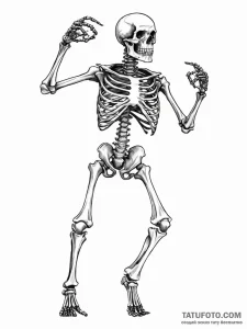A human skeleton in a dynamic, aggressive fig... - эскиз тату (№1752018752_0, 08.07.2025 23:52) — Tatufoto.com