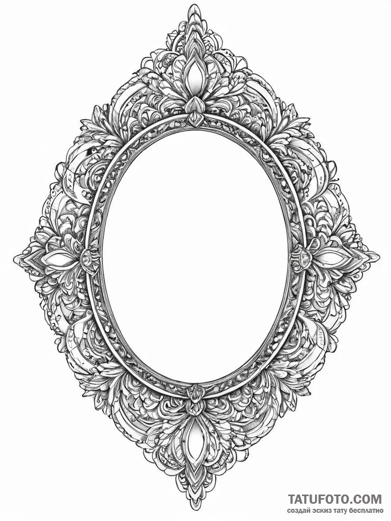 A beautiful, ornate mirror, but it shows a di... - эскиз тату (№1752019092_0, 08.07.2025 23:58) — Tatufoto.com