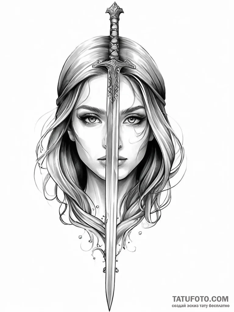 A beautiful woman with her face reflected in... - эскиз тату (№1752019521_0, 09.07.2025 00:05) — Tatufoto.com