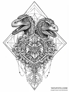 A pack of velociraptors, hunting as a team, t... - эскиз тату (№1752019777_0, 09.07.2025 00:09) — Tatufoto.com