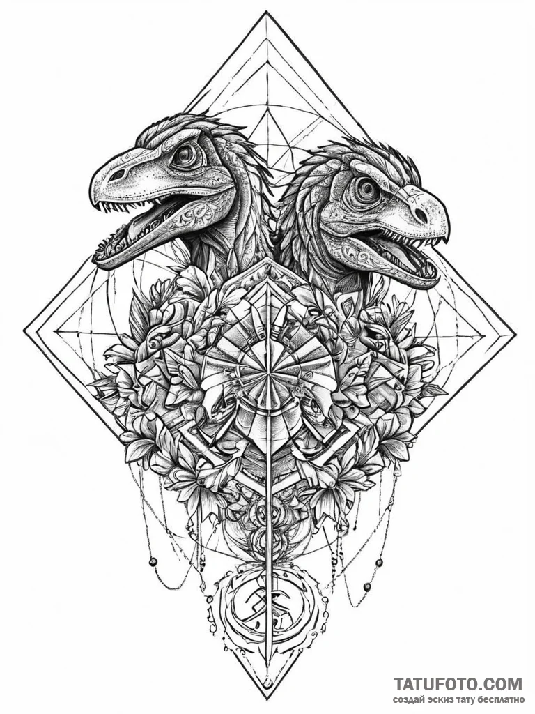 A pack of velociraptors, hunting as a team, t... - эскиз тату (№1752019777_0, 09.07.2025 00:09) — Tatufoto.com