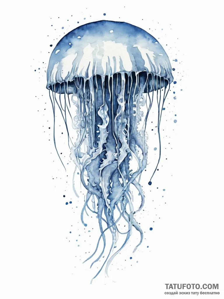A beautiful, abstract jellyfish, its tentacle... - эскиз тату (№1752020371_0, 09.07.2025 00:19) — Tatufoto.com
