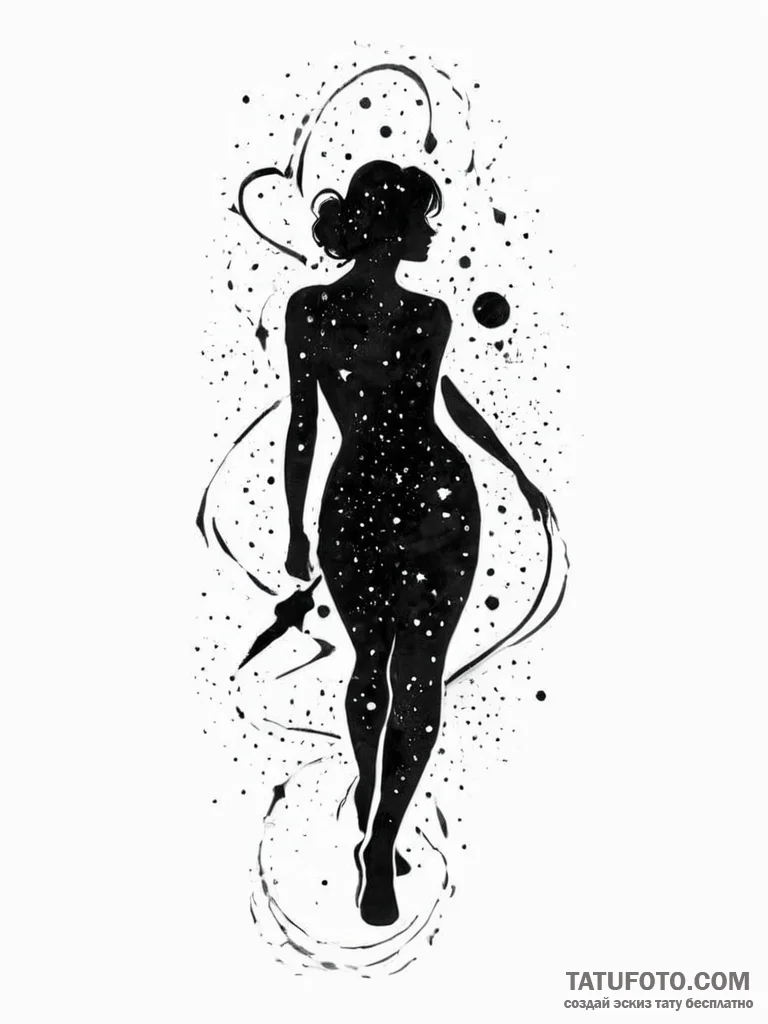 A human silhouette, with a vibrant watercolor... - эскиз тату (№1752020456_0, 09.07.2025 00:20) — Tatufoto.com