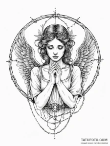 A portrait of a sad angel, her halo is a ring... - эскиз тату (№1752020540_0, 09.07.2025 00:22) — Tatufoto.com