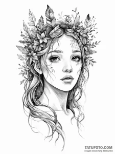 A forest nymph, her skin is like tree bark an... - эскиз тату (№1752020626_0, 09.07.2025 00:23) — Tatufoto.com