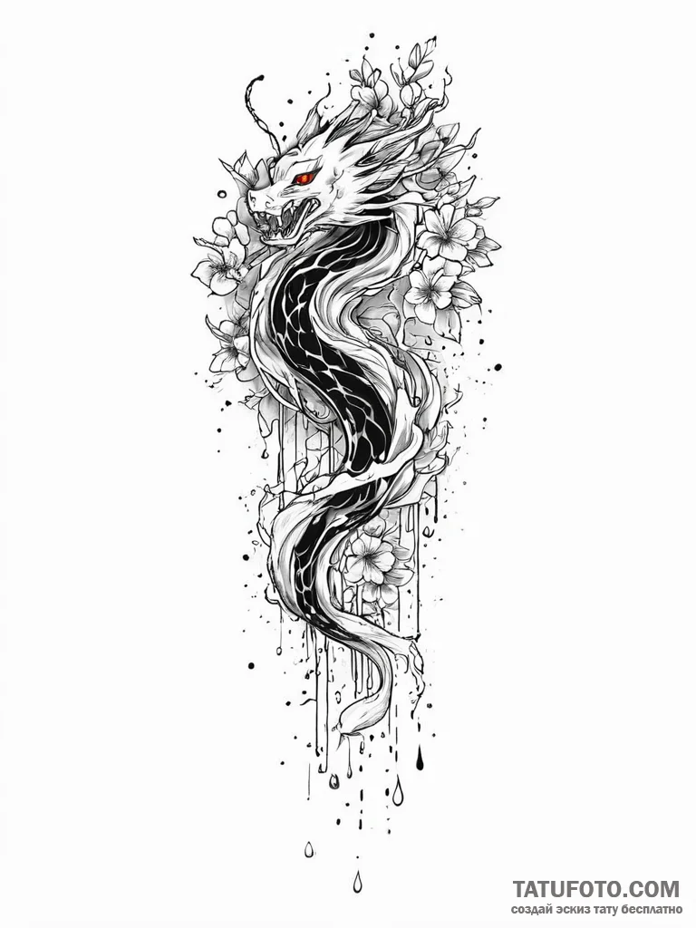 A tiny, leaking faucet, dripping a single dro... - эскиз тату (№1752020882_0, 09.07.2025 00:28) — Tatufoto.com