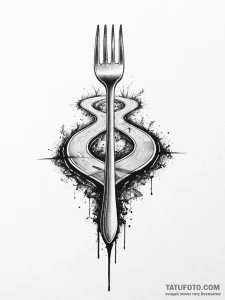 A simple drawing of a fork in the road, with... - эскиз тату (№1752021478_0, 09.07.2025 00:37) — Tatufoto.com